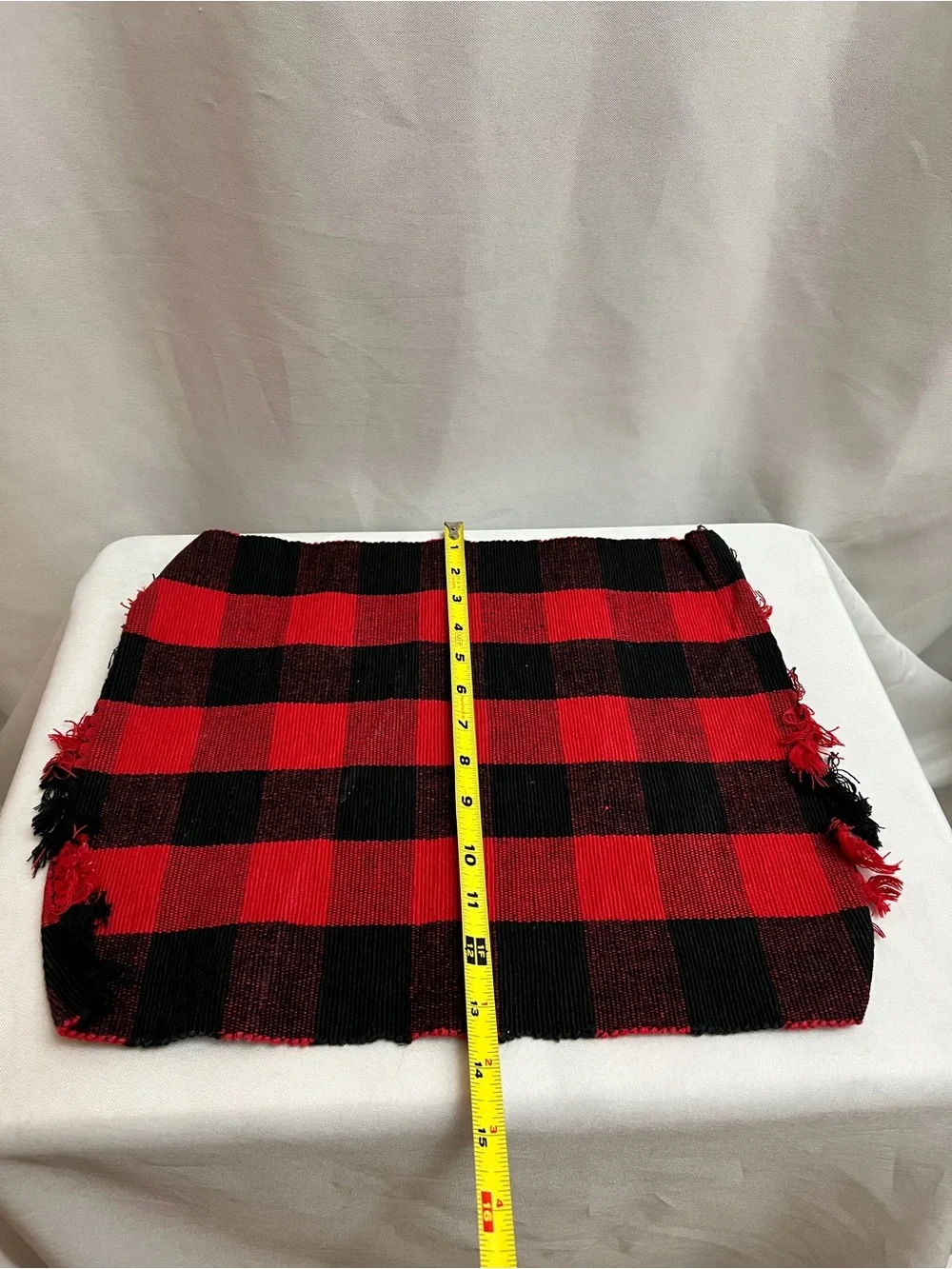 Set of 4 Red Black Buffalo Plaid Woven Placemats Farmhouse Rustic Decor